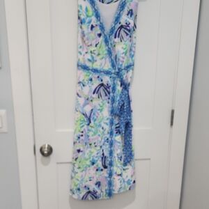 Lilly Pulitzer Shaylee Stretch Resort White Shell Wrap Dress -Size 14